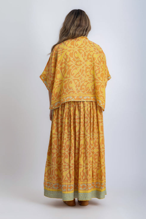 Printed Egyptian cotton gauze long skirt