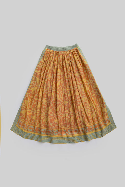 Printed Egyptian cotton gauze long skirt