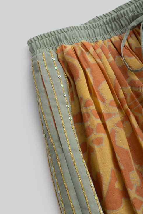 Printed Egyptian cotton gauze long skirt