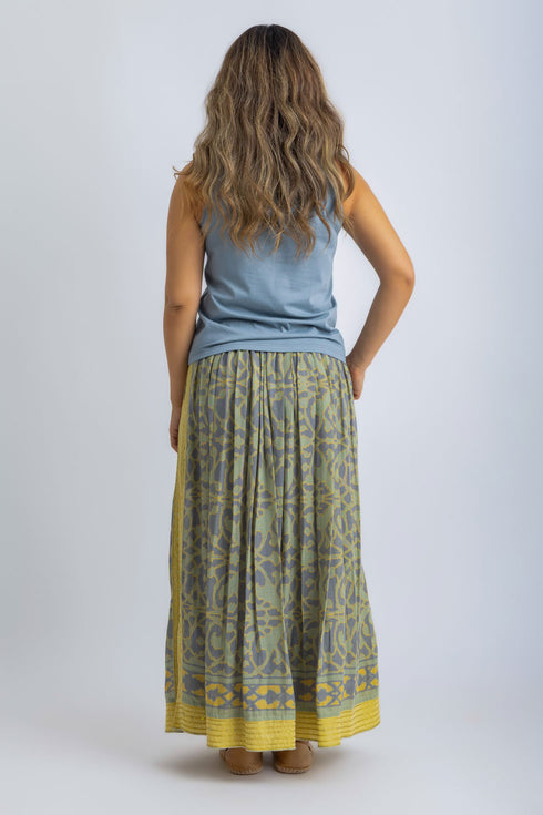 Printed Egyptian cotton gauze long skirt