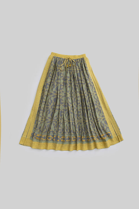 Printed Egyptian cotton gauze long skirt
