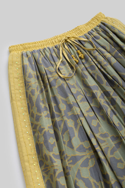 Printed Egyptian cotton gauze long skirt