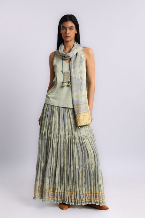 Long layered Egyptian cotton voile skirt