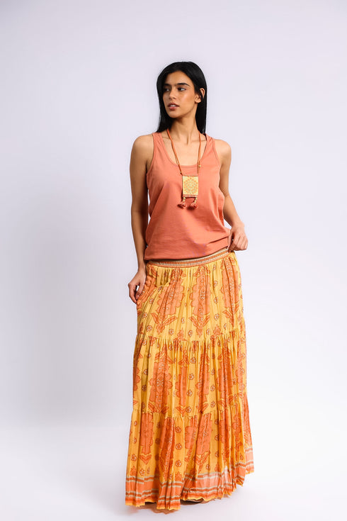 Long layered Egyptian cotton voile skirt