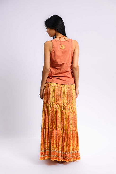Long layered Egyptian cotton voile skirt