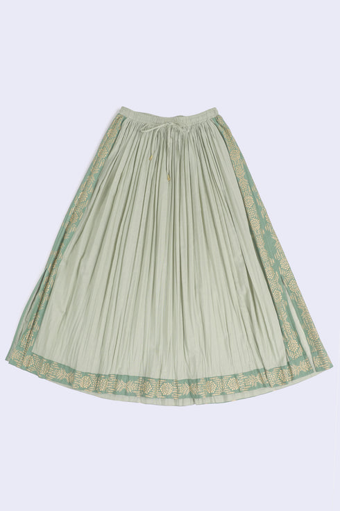 Wide skirt in Egyptian cotton voile with pockets