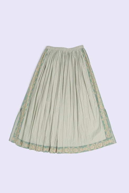 Wide skirt in Egyptian cotton voile with pockets