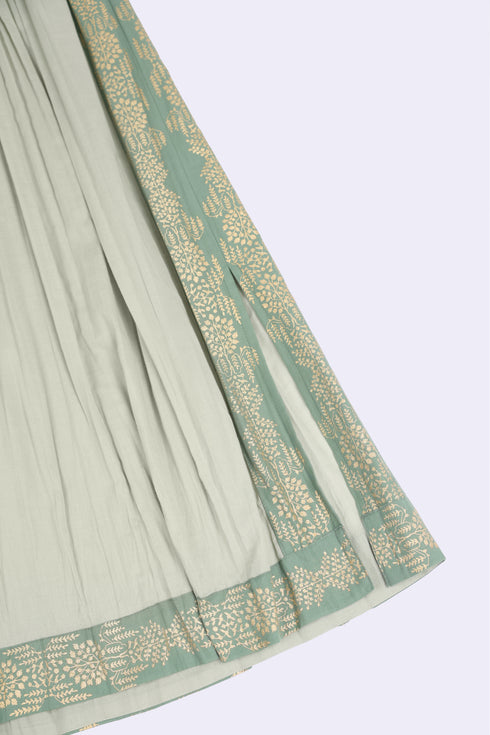 Wide skirt in Egyptian cotton voile with pockets