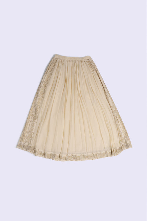 Wide skirt in Egyptian cotton voile with pockets