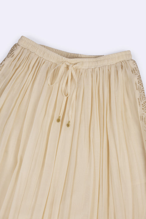 Wide skirt in Egyptian cotton voile with pockets