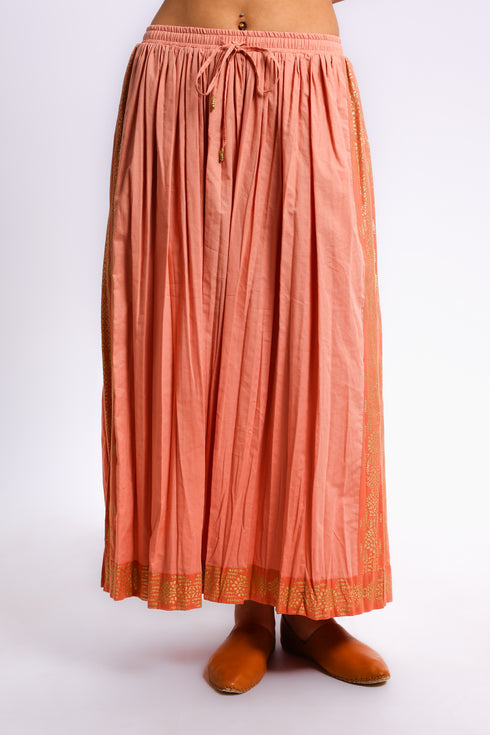 Wide skirt in Egyptian cotton voile with pockets