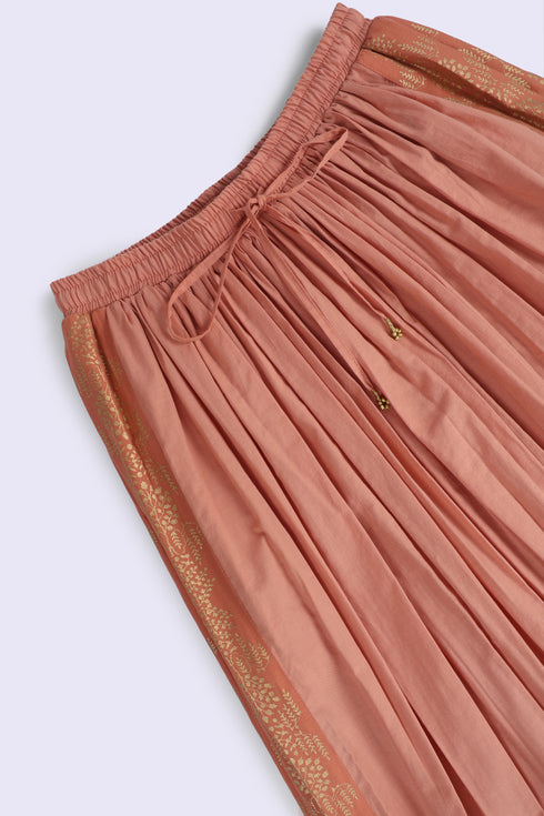 Wide skirt in Egyptian cotton voile with pockets