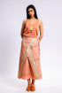 Long wrap skirt in woven striped cotton with gold thread