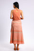 Long wrap skirt in woven striped cotton with gold thread