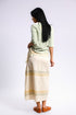 Long wrap skirt in woven striped cotton with gold thread