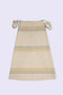Long wrap skirt in woven striped cotton with gold thread