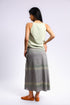 Long wrap skirt in woven striped cotton with gold thread