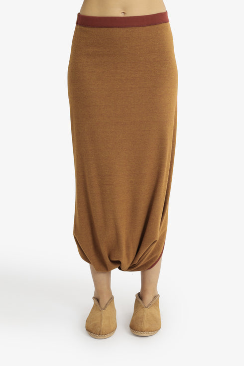 Jacquard skirt pants with twisted hem