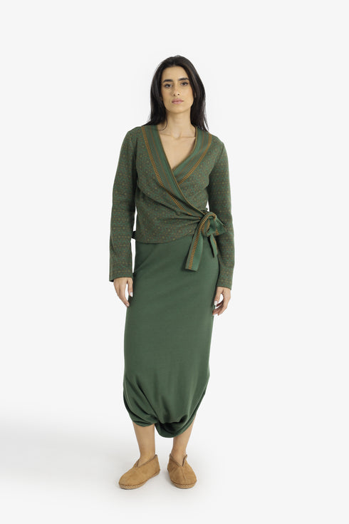 Jacquard skirt pants with twisted hem