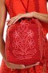 Embroidered Bucket bag in cotton with shoulder strap