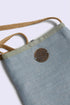Linen embellished crossbody bag with knit gold strap