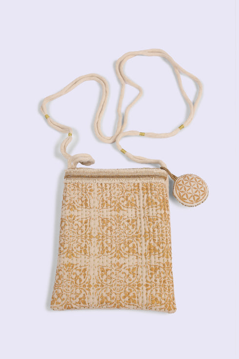 Small cross bag in hand printed cotton Canvas