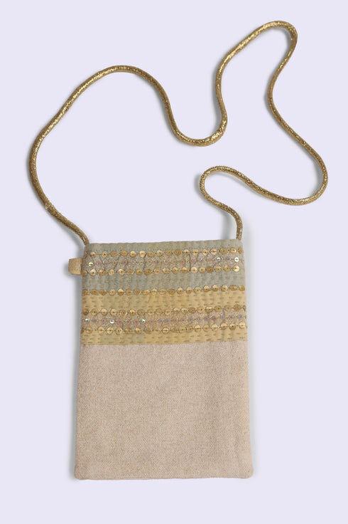Small cross bag in metallic printed cotton Canvas