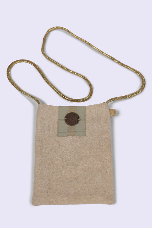 Small cross bag in metallic printed cotton Canvas