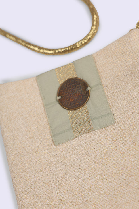 Small cross bag in metallic printed cotton Canvas