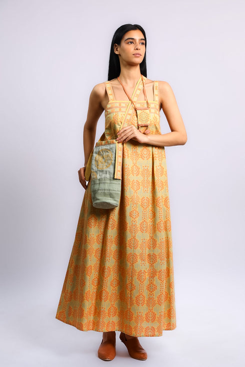 Patchwork long cylinder crossbody bag