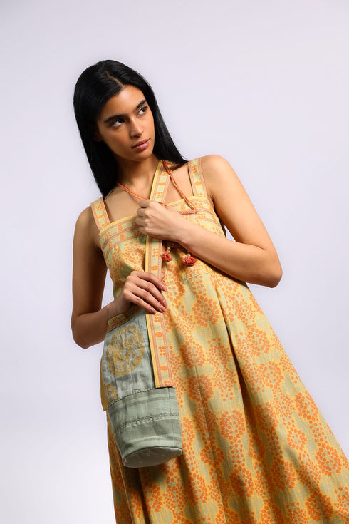 Patchwork long cylinder crossbody bag