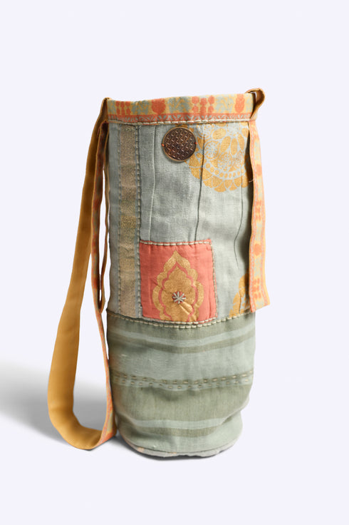 Patchwork long cylinder crossbody bag