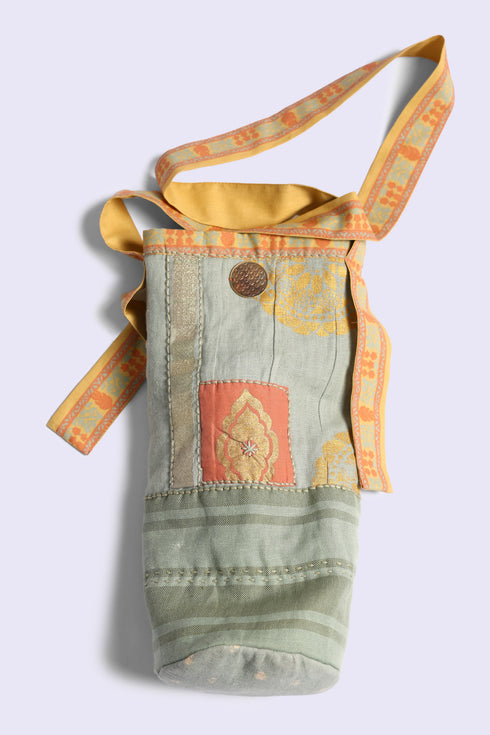 Patchwork long cylinder crossbody bag