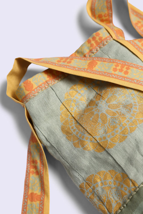 Patchwork long cylinder crossbody bag