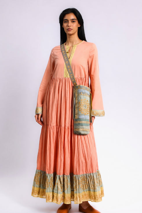 Cylinder patchwork shoulder bag