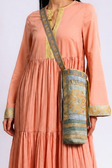 Cylinder patchwork shoulder bag