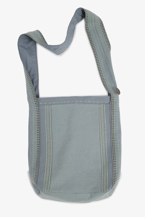 Hand embroidered jacquard messenger bag with pocket