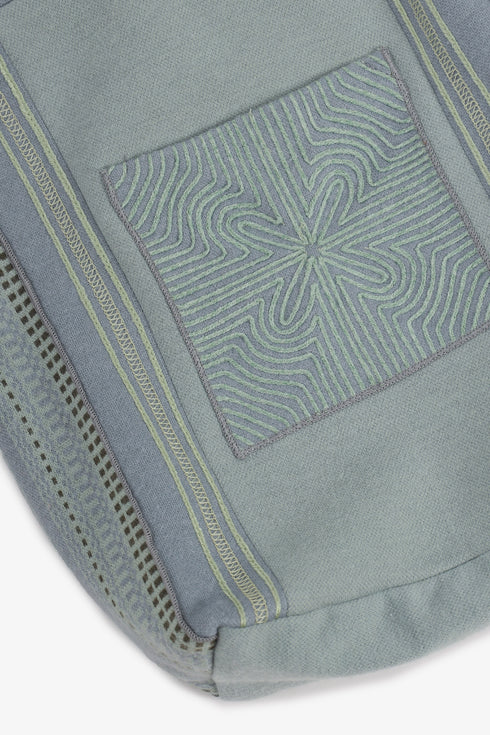 Hand embroidered jacquard messenger bag with pocket