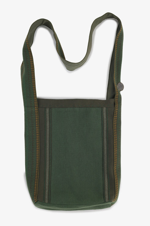Hand embroidered jacquard messenger bag with pocket