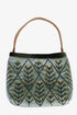 Embroidered velvet bag with genuine leather strap