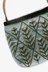 Embroidered velvet bag with genuine leather strap