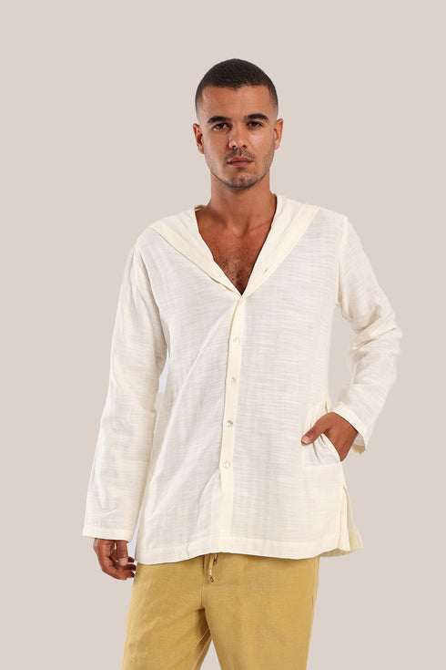 Hooded Shirt with button down front and back