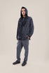 Hooded sweater with part front buttons