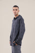 Hooded sweater with part front buttons