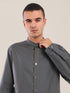 Cotton button-down shirt with long sleeves