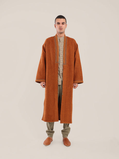 Printed cotton shirt with a stand-up collar