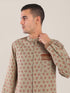 Printed cotton shirt with a stand-up collar