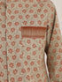 Printed cotton shirt with a stand-up collar