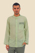 Embroidered shirt in cotton gauze with pocket