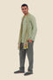 Shirt in cotton with contrast color stitching